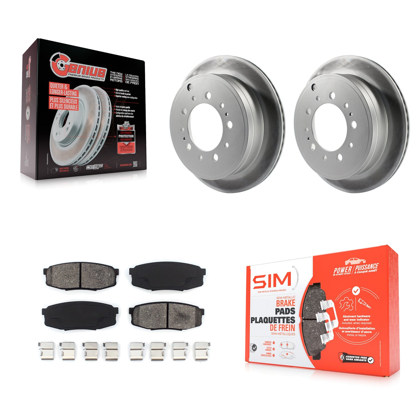 [Arrière] Kit de disque (revêtu) et plaquette (semi-métallique) de frein pour Toyota Tundra Sequoia Lexus LX570 Land Cruiser KGS-101405