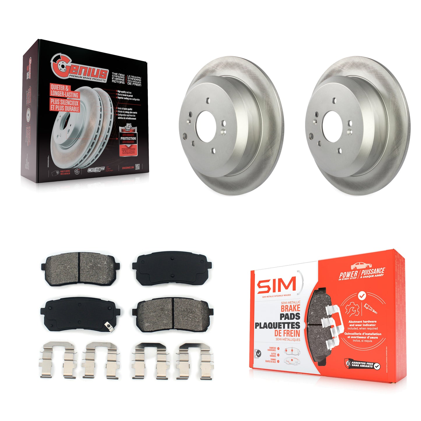 [Arrière] Kit de disque (revêtu) et plaquette (semi-métallique) de frein pour 2007-2012 Hyundai Veracruz KGS-101410