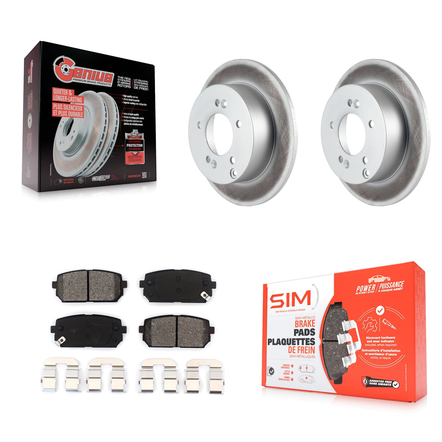 [Arrière] Kit de disque (revêtu) et plaquette (semi-métallique) de frein pour 2007-2012 Kia Rondo KGS-101411