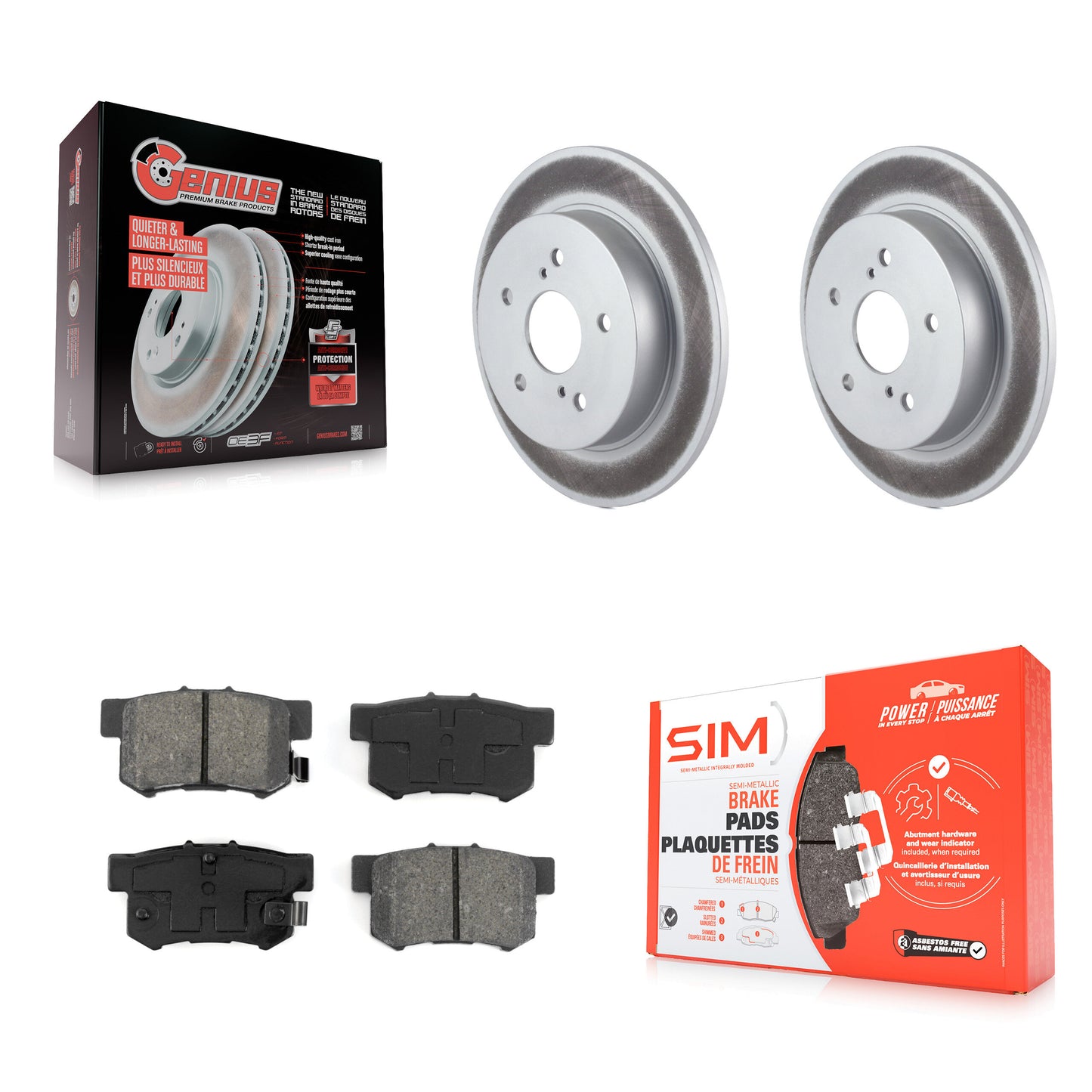 [Arrière] Kit de disque (revêtu) et plaquette (semi-métallique) de frein pour Suzuki SX4 Crossover KGS-101417