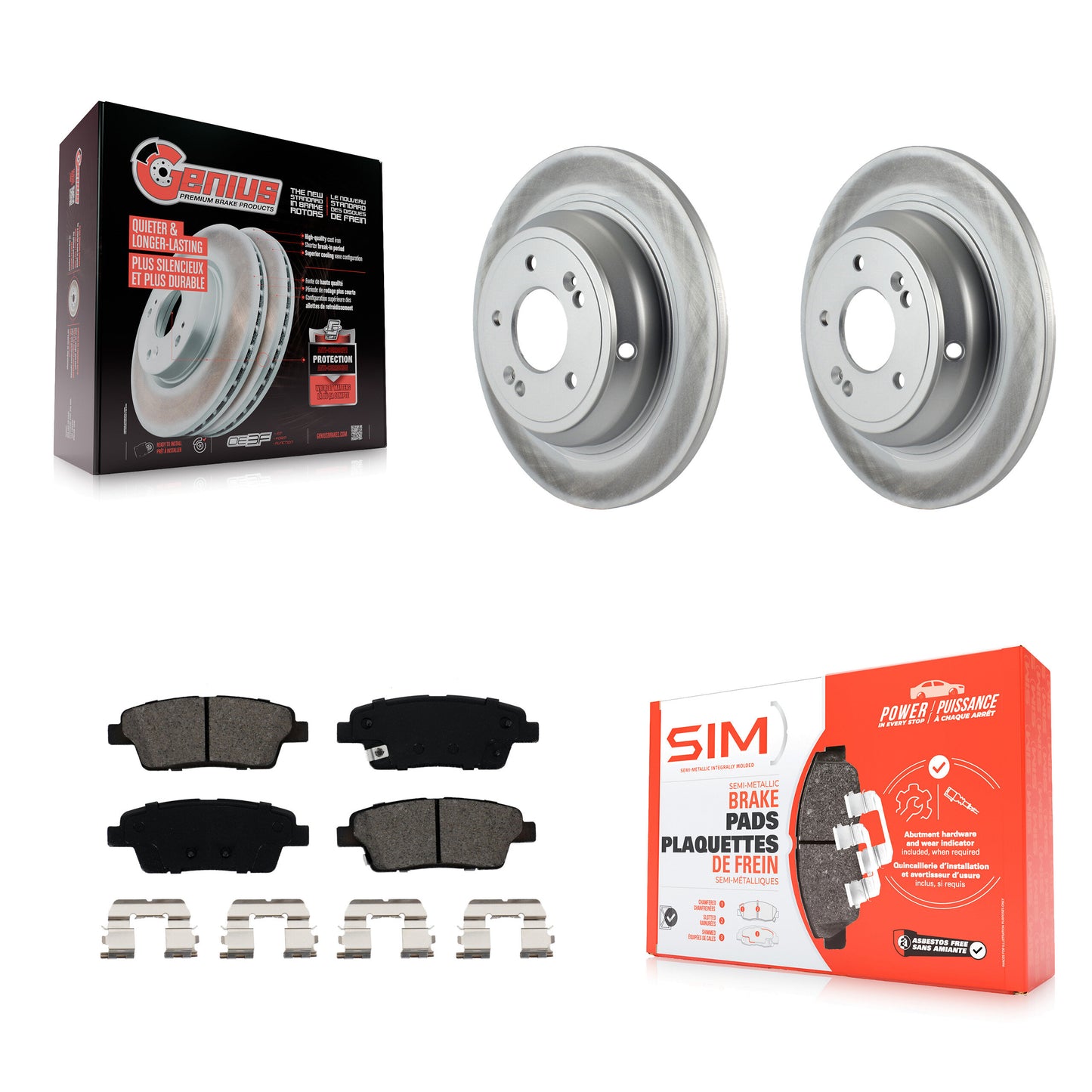 [Arrière] Kit de disque (revêtu) et plaquette (semi-métallique) de frein pour Hyundai Genesis G80 Kia K900 KGS-101432