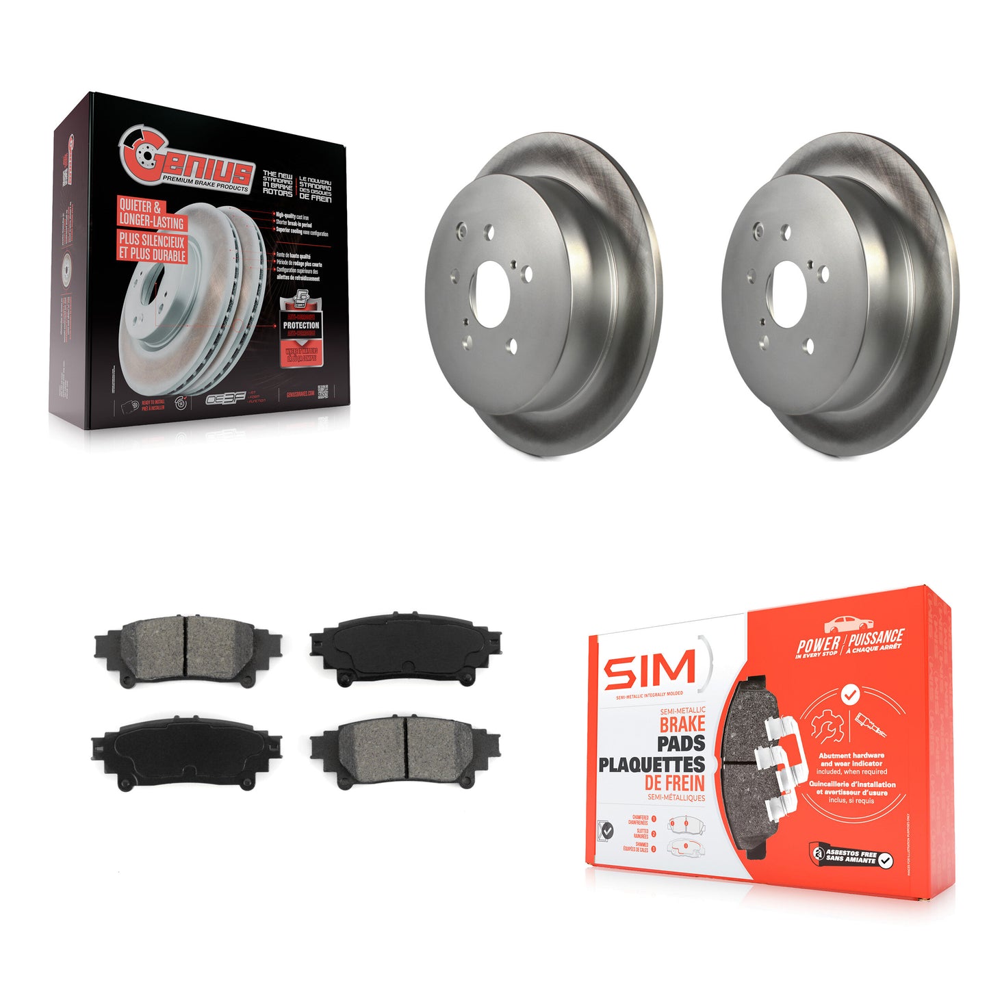 [Arrière] Kit de disque (revêtu) et plaquette (semi-métallique) de frein pour Toyota Highlander Sienna Lexus RX350 RX450h KGS-101440