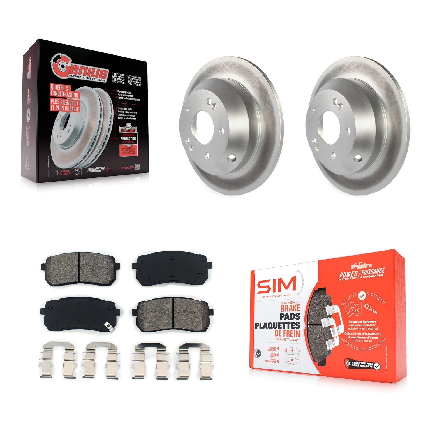 [Arrière] Kit de disque (revêtu) et plaquette (semi-métallique) de frein pour 2015-2021 Kia Sedona KGS-101446