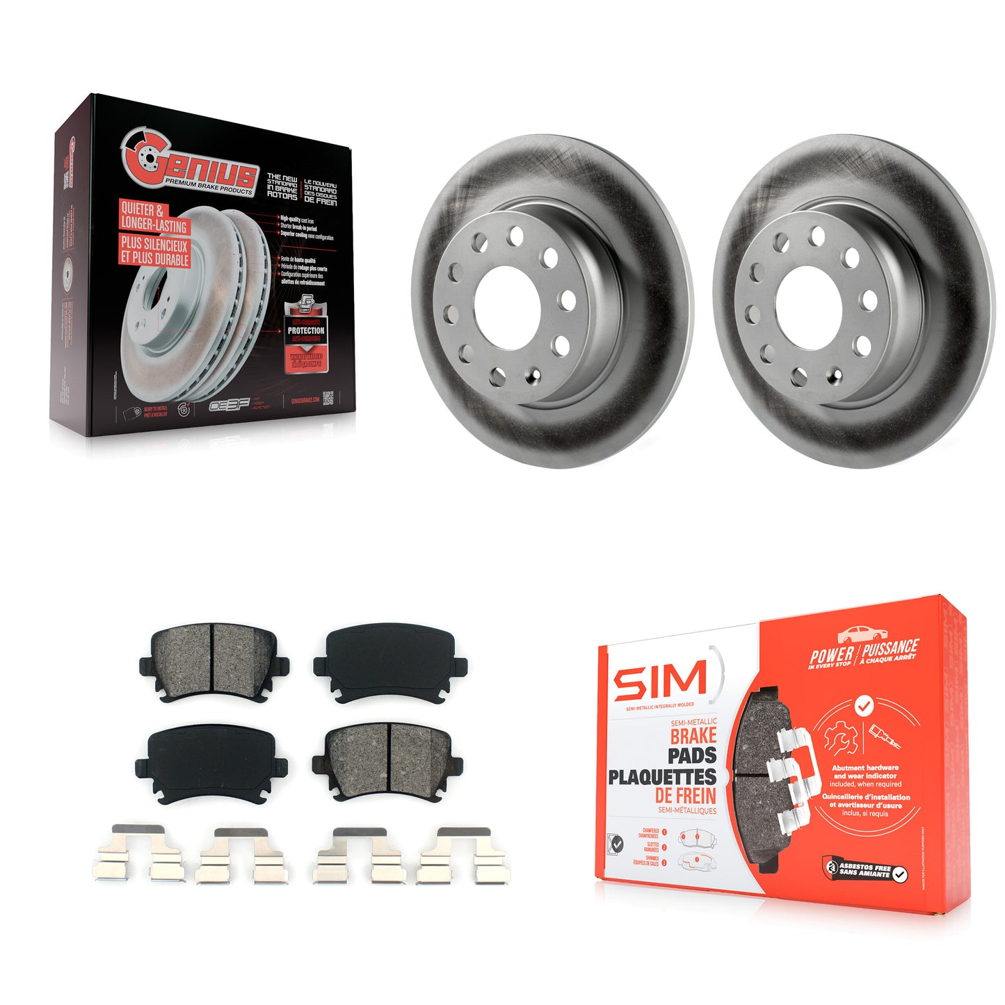 [Arrière] Kit de disque (revêtu) et plaquette (semi-métallique) de frein pour Volkswagen GTI KGS-101449