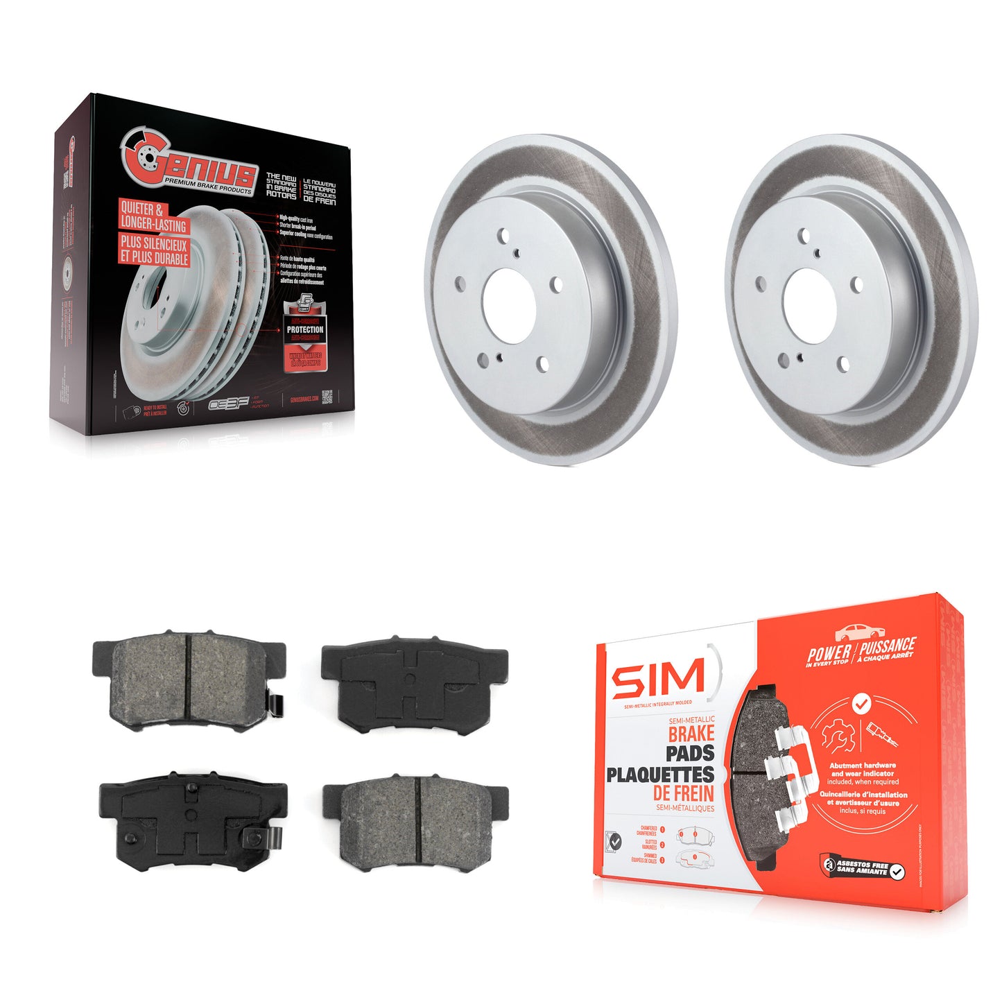 [Arrière] Kit de disque (revêtu) et plaquette (semi-métallique) de frein pour 2010-2013 Suzuki Kizashi KGS-101453
