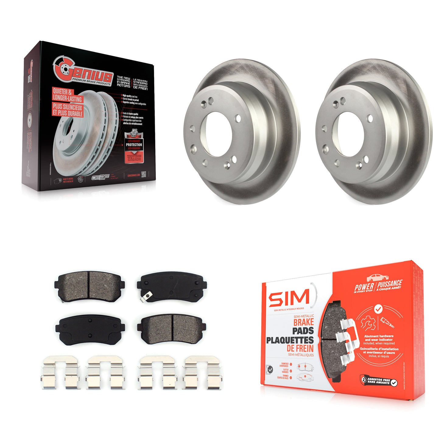 [Arrière] Kit de disque (revêtu) et plaquette (semi-métallique) de frein pour Hyundai Elantra Tucson Kia Sportage KGS-101459
