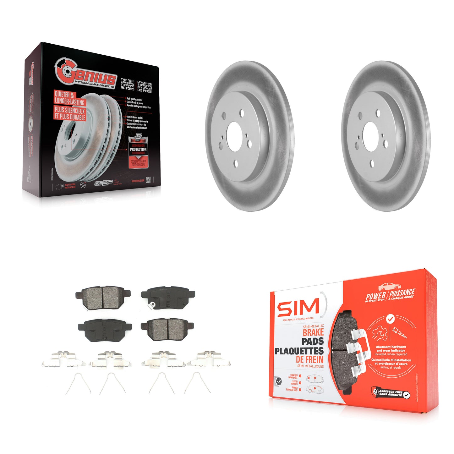 [Arrière] Kit de disque (revêtu) et plaquette (semi-métallique) de frein pour Lexus CT200h KGS-101461