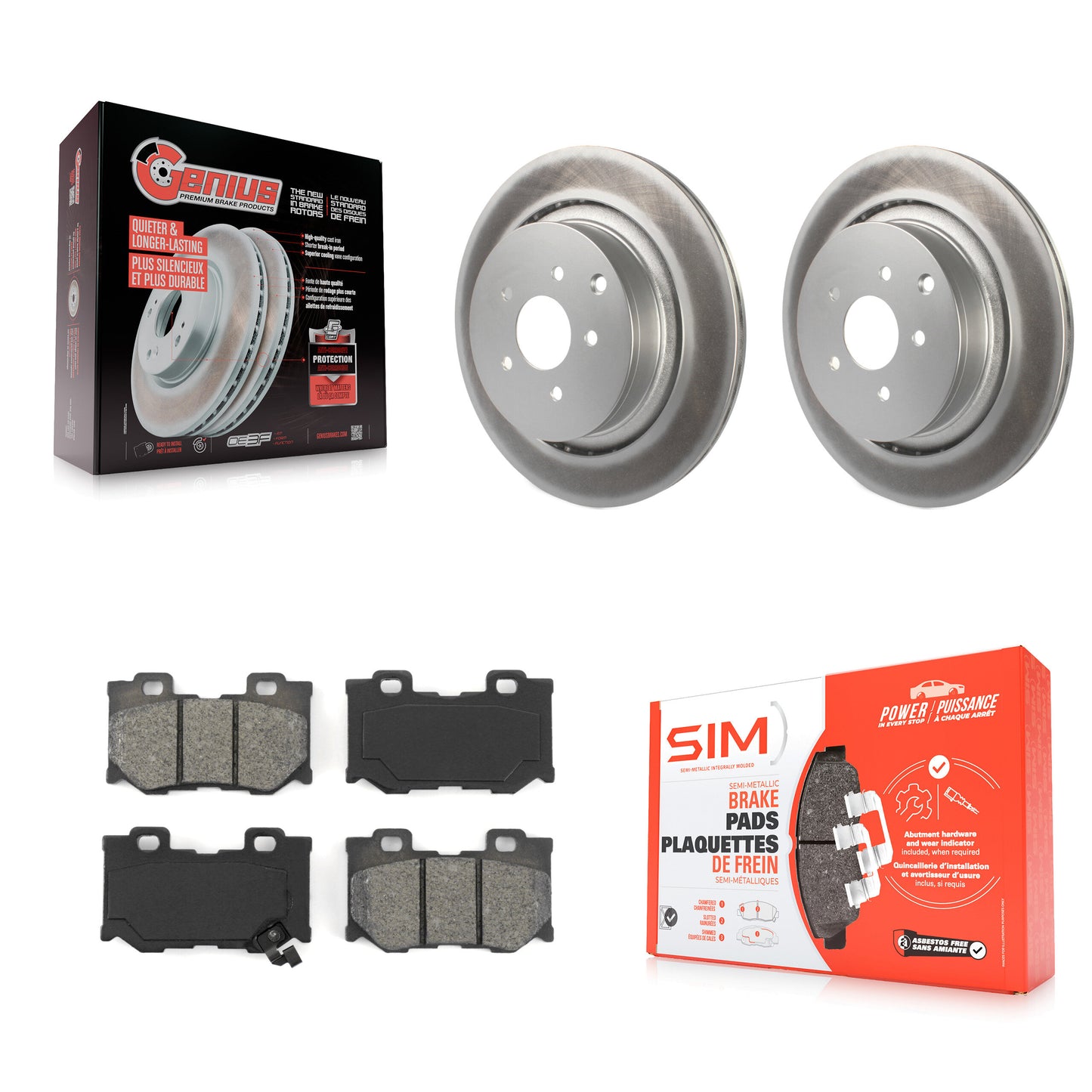 [Arrière] Kit de disque (revêtu) et plaquette (semi-métallique) de frein pour INFINITI Q50 M37 Q60 Q70 Q70L QX70 M56 FX50 KGS-101463