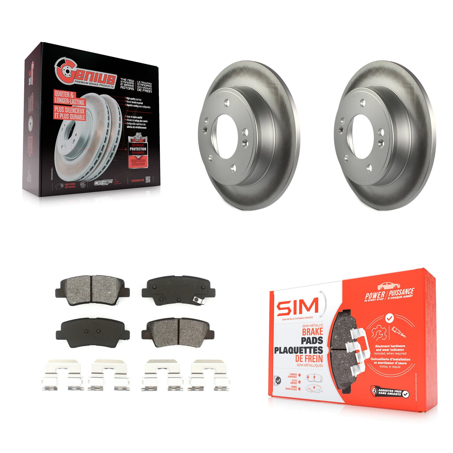 [Arrière] Kit de disque (revêtu) et plaquette (semi-métallique) de frein pour Hyundai Elantra Kia Soul Forte Veloster GT Forte5 Coupe Koup KGS-101466