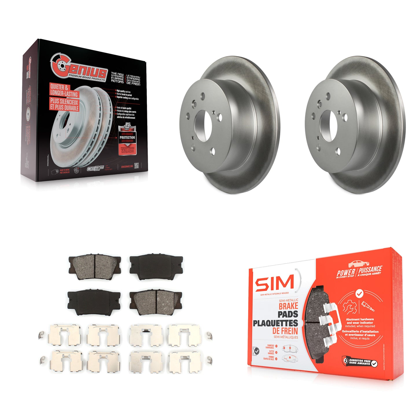 [Arrière] Kit de disque (revêtu) et plaquette (semi-métallique) de frein pour Toyota Camry Lexus ES350 Avalon ES300h KGS-101468