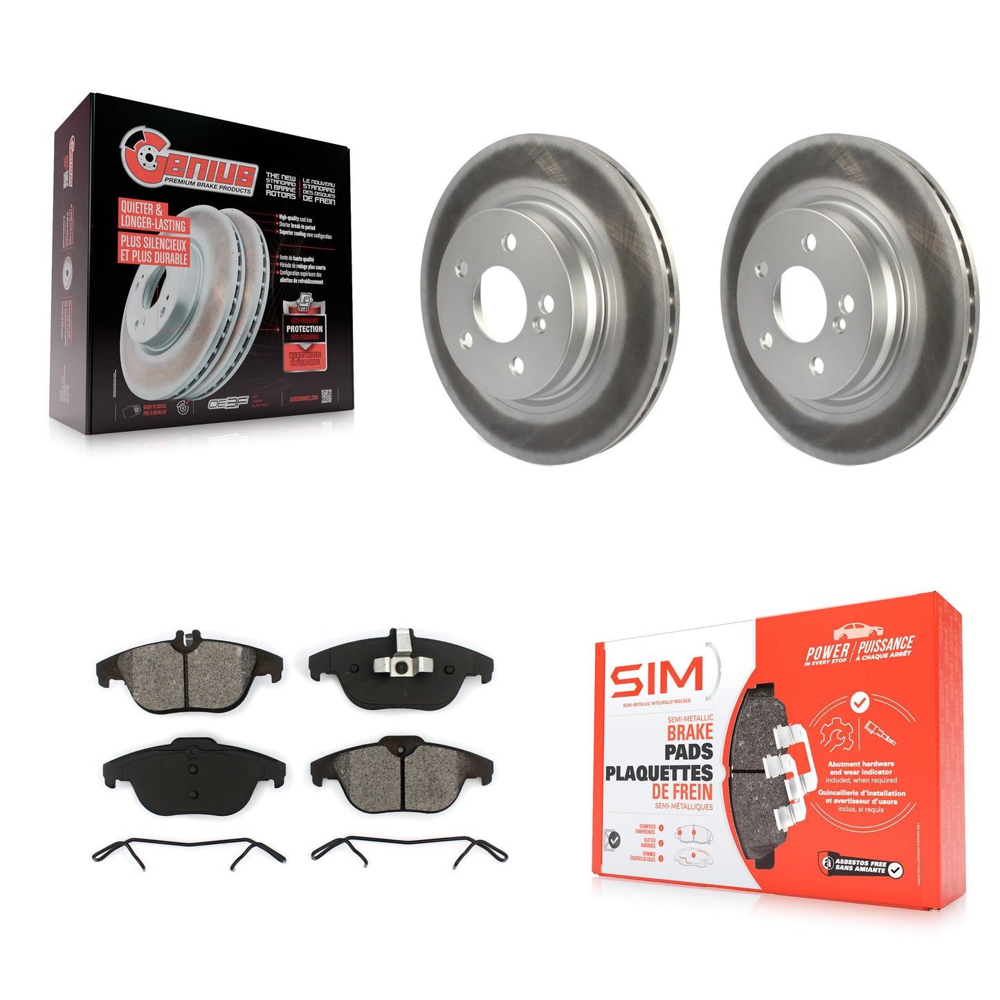 [Arrière] Kit de disque (revêtu) et plaquette (semi-métallique) de frein pour Mercedes-Benz E350 C250 C300 C350 E550 KGS-101479