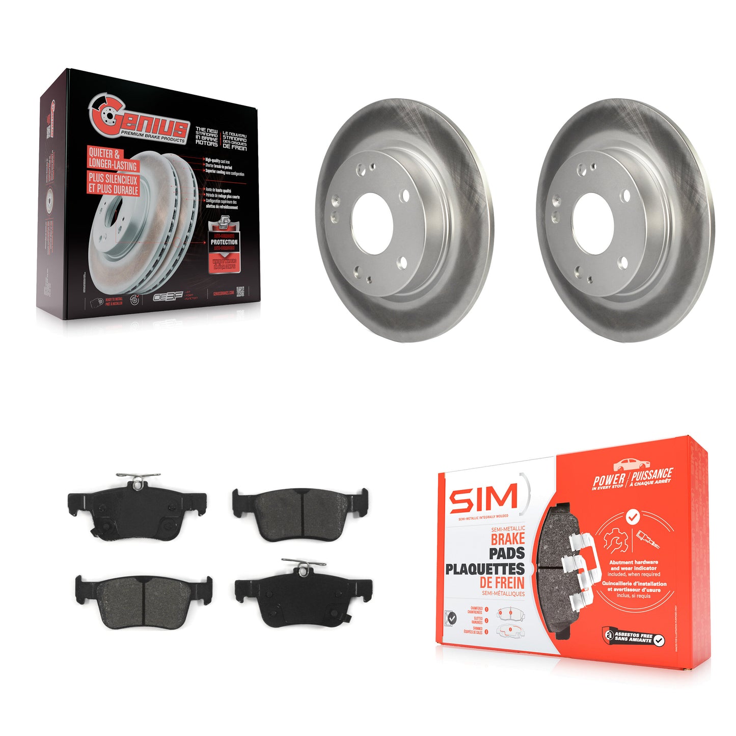 [Arrière] Kit de disque (revêtu) et plaquette (semi-métallique) de frein pour Honda Civic KGS-101490