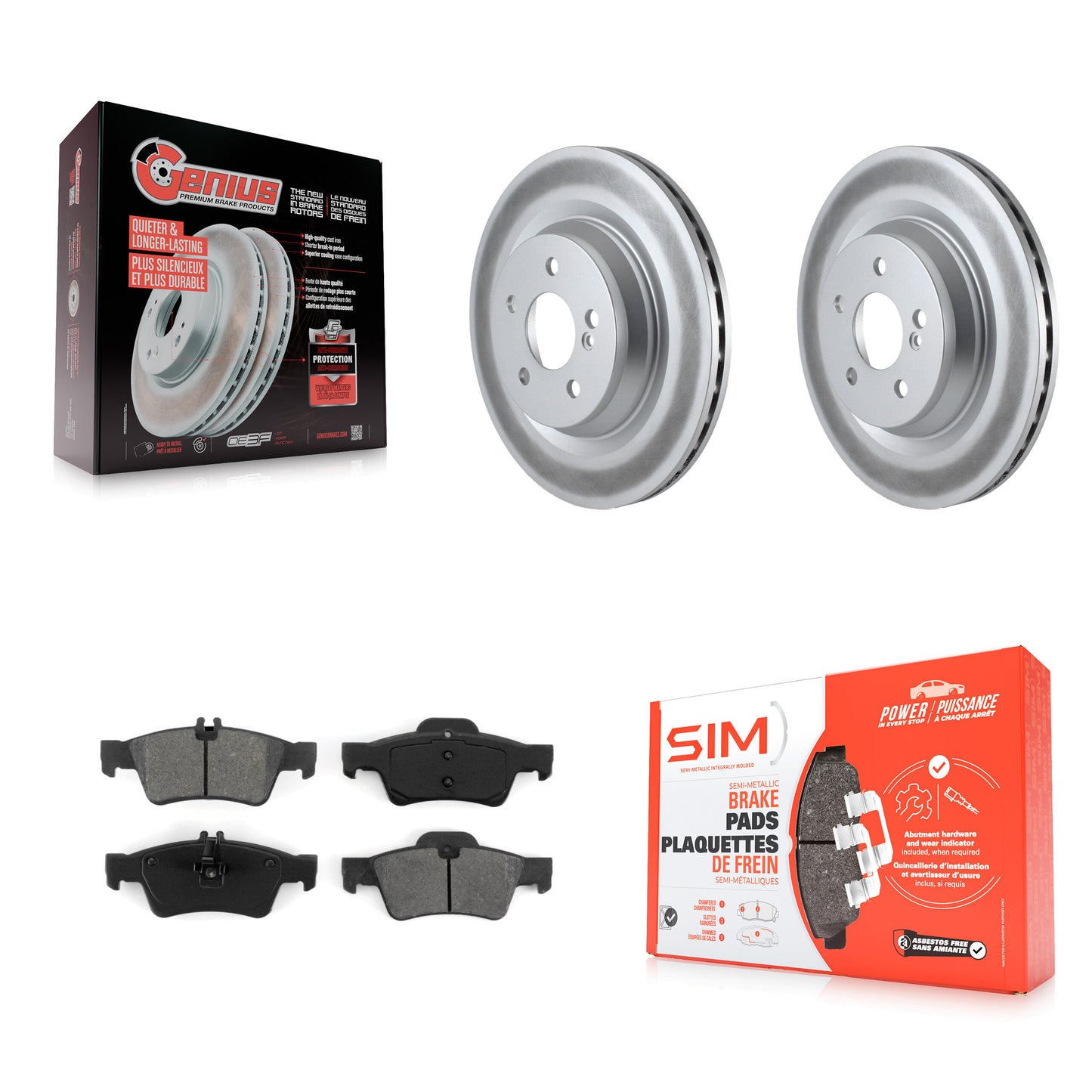 [Arrière] Kit de disque (revêtu) et plaquette (semi-métallique) de frein pour Mercedes-Benz S550 SL550 CL550 S600 S350 S400 CL600 S450 KGS-101493