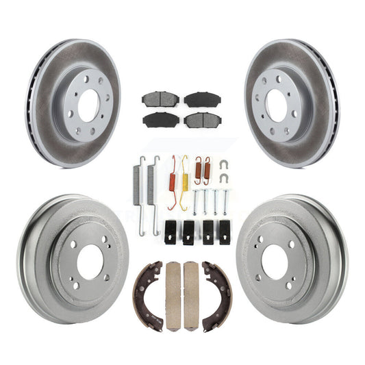 [Avant + Arrière] Kit de disque (revêtu) et plaquette (semi-métallique) de frein pour 1994-1995 Honda Civic EX avec Sedan Automatic transmission Non-ABS KGS-101533