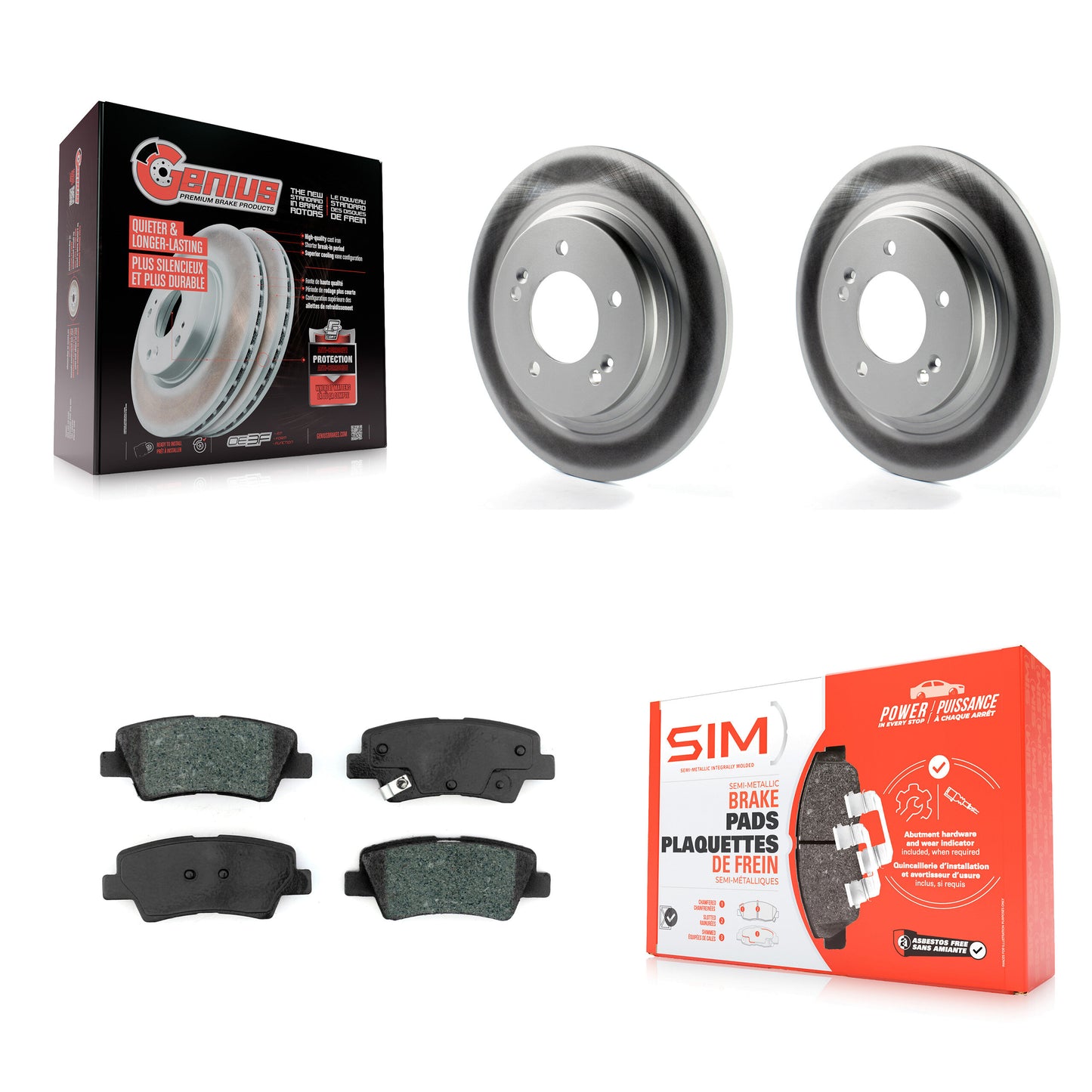 [Arrière] Kit de disque (revêtu) et plaquette (semi-métallique) de frein pour Kia Niro Hyundai Ioniq Soul EV KGS-101691