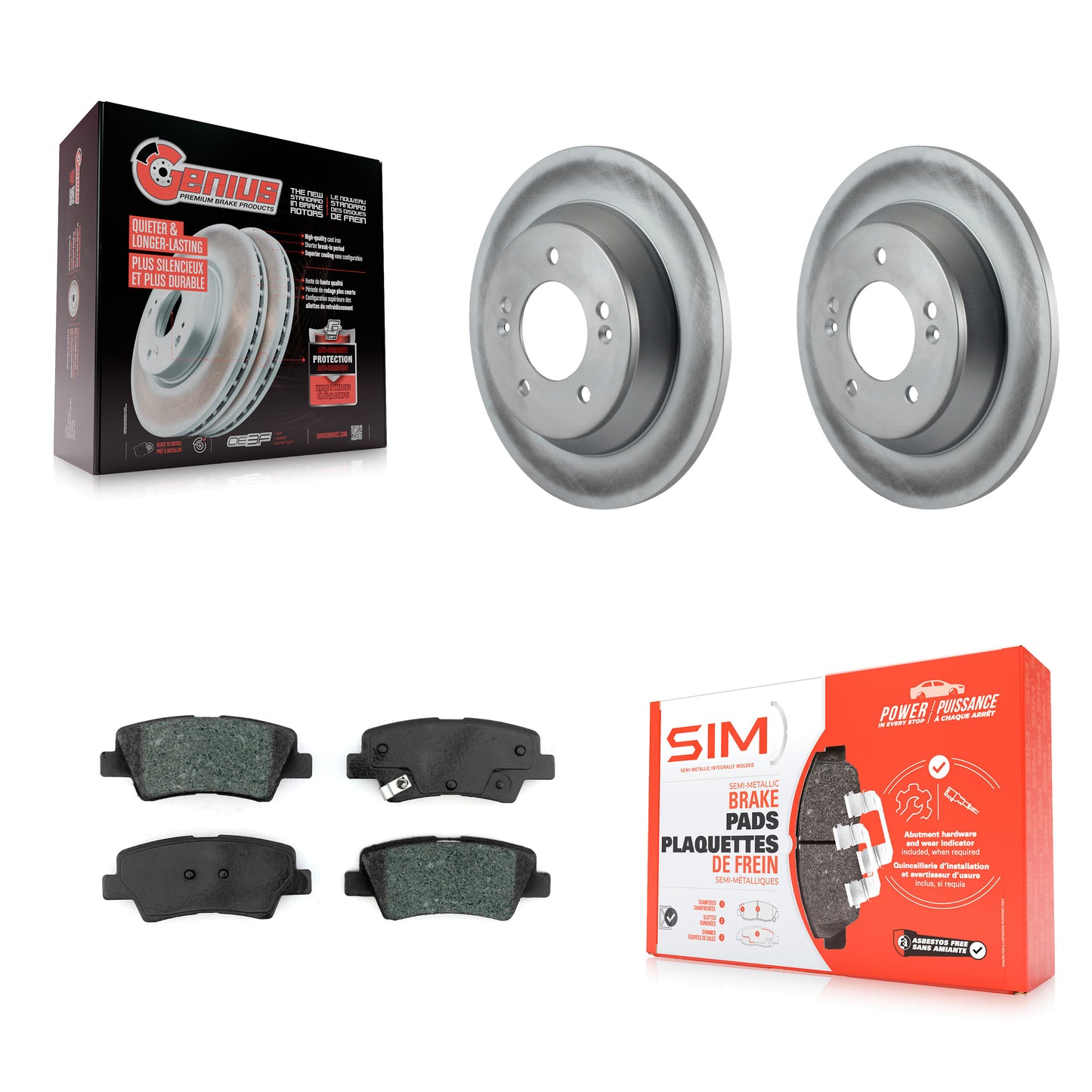 [Arrière] Kit de disque (revêtu) et plaquette (semi-métallique) de frein pour 2014-2017 Kia Rondo avec Manual Parking KGS-101698