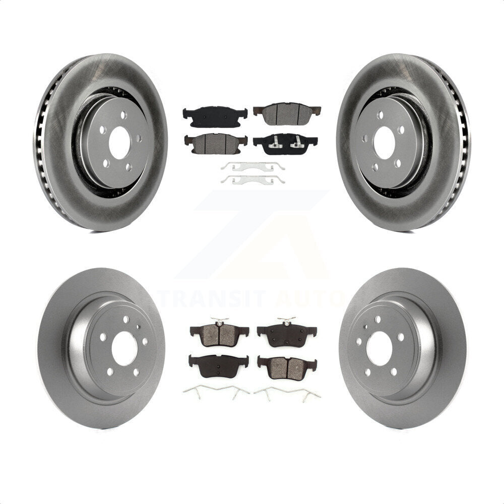 [Avant + Arrière] Kit de disque (revêtu) et plaquette (semi-métallique) de frein pour 2017 Lincoln MKX avec 14mm Wheel Lugs KGS-101705 par Transit Auto