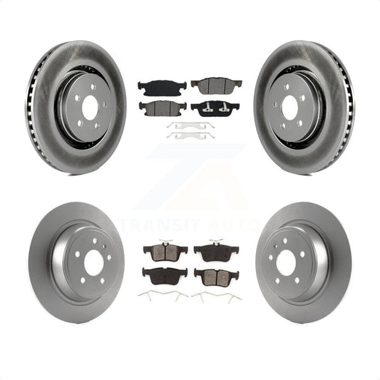 [Avant + Arrière] Kit de disque (revêtu) et plaquette (semi-métallique) de frein pour 2017 Lincoln MKX avec 14mm Wheel Lugs KGS-101705 par Transit Auto