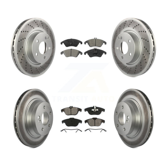 [Avant + Arrière] Kit de disque (revêtu) et plaquette (semi-métallique) de frein pour 2014 Mercedes-Benz E350 Convertible Coupe avec 322mm Diameter Rotor KGS-101727