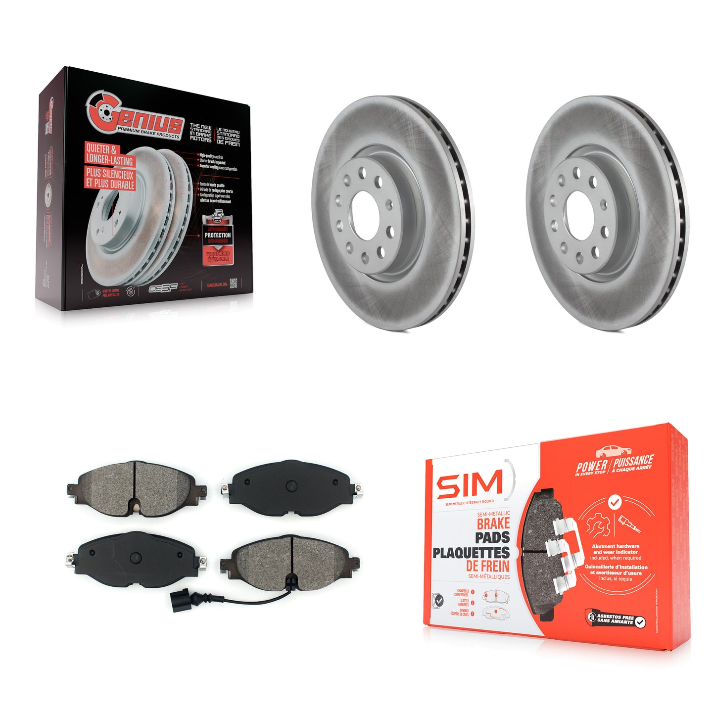 [Avant] Kit de disque (revêtu) et plaquette (semi-métallique) de frein pour Volkswagen Audi GTI A3 Quattro Golf Alltrack Sportback e-tron TT Taos Jetta Passat KGS-101766