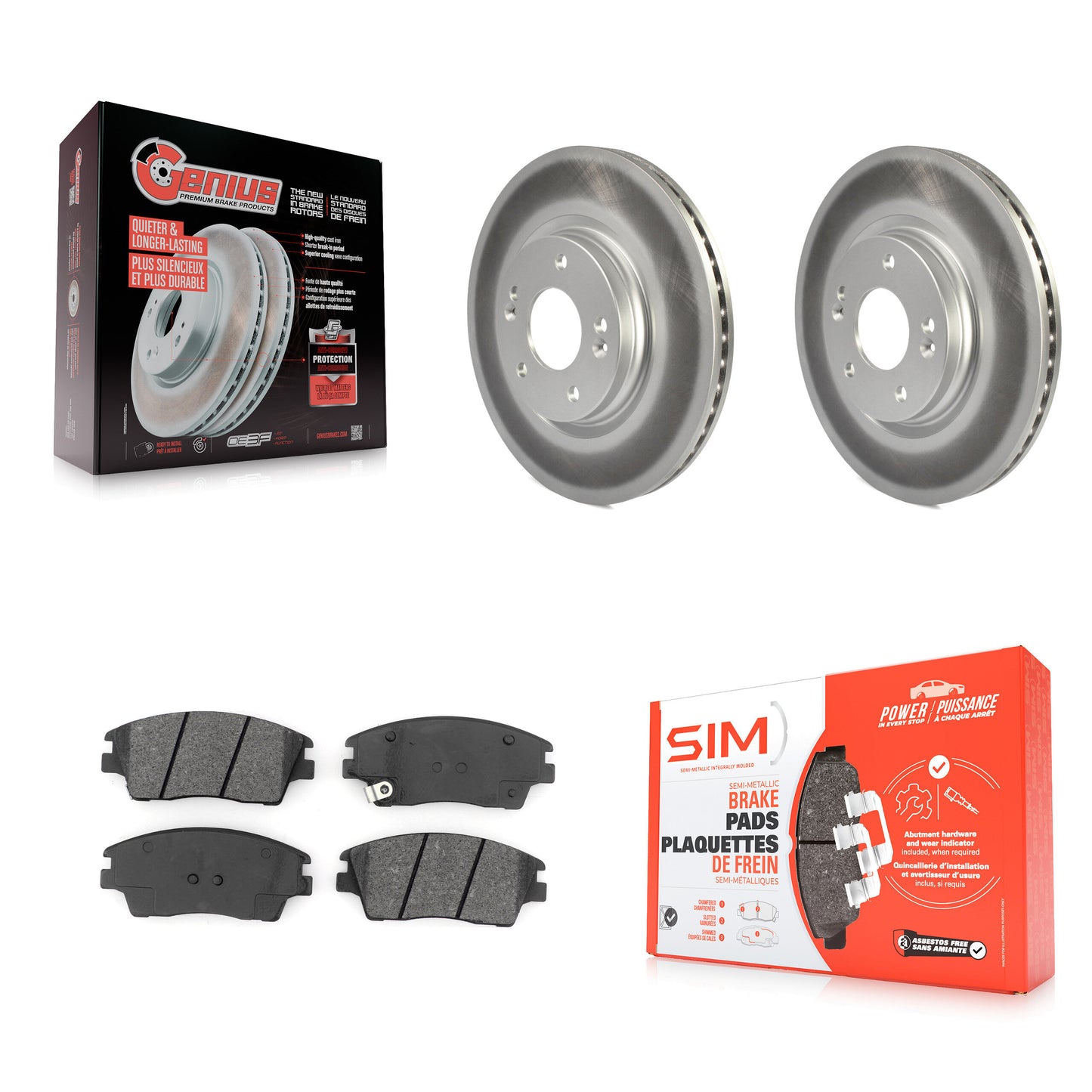 [Avant] Kit de disque (revêtu) et plaquette (semi-métallique) de frein pour Hyundai Elantra Tucson Kia Sportage KGS-101770