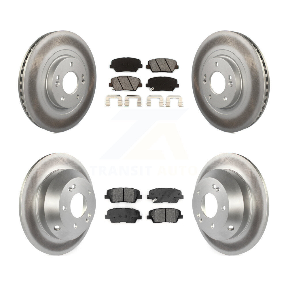 [Avant + Arrière] Kit de disque (revêtu) et plaquette (semi-métallique) de frein pour 2014-2015 Kia Sorento avec Red Painted Calipers KGS-101778