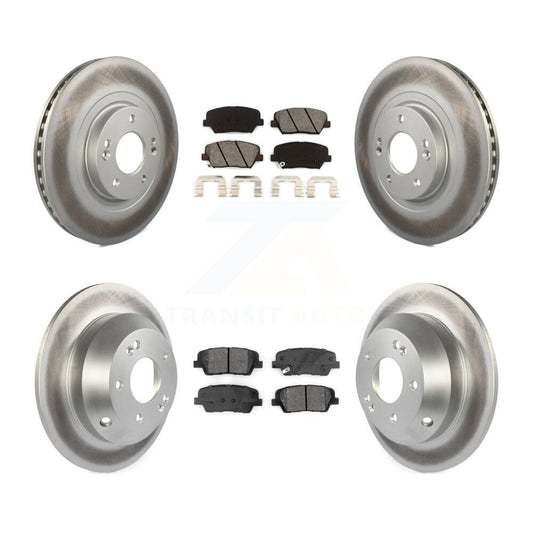 [Avant + Arrière] Kit de disque (revêtu) et plaquette (semi-métallique) de frein pour 2014-2015 Kia Sorento avec Red Painted Calipers KGS-101778