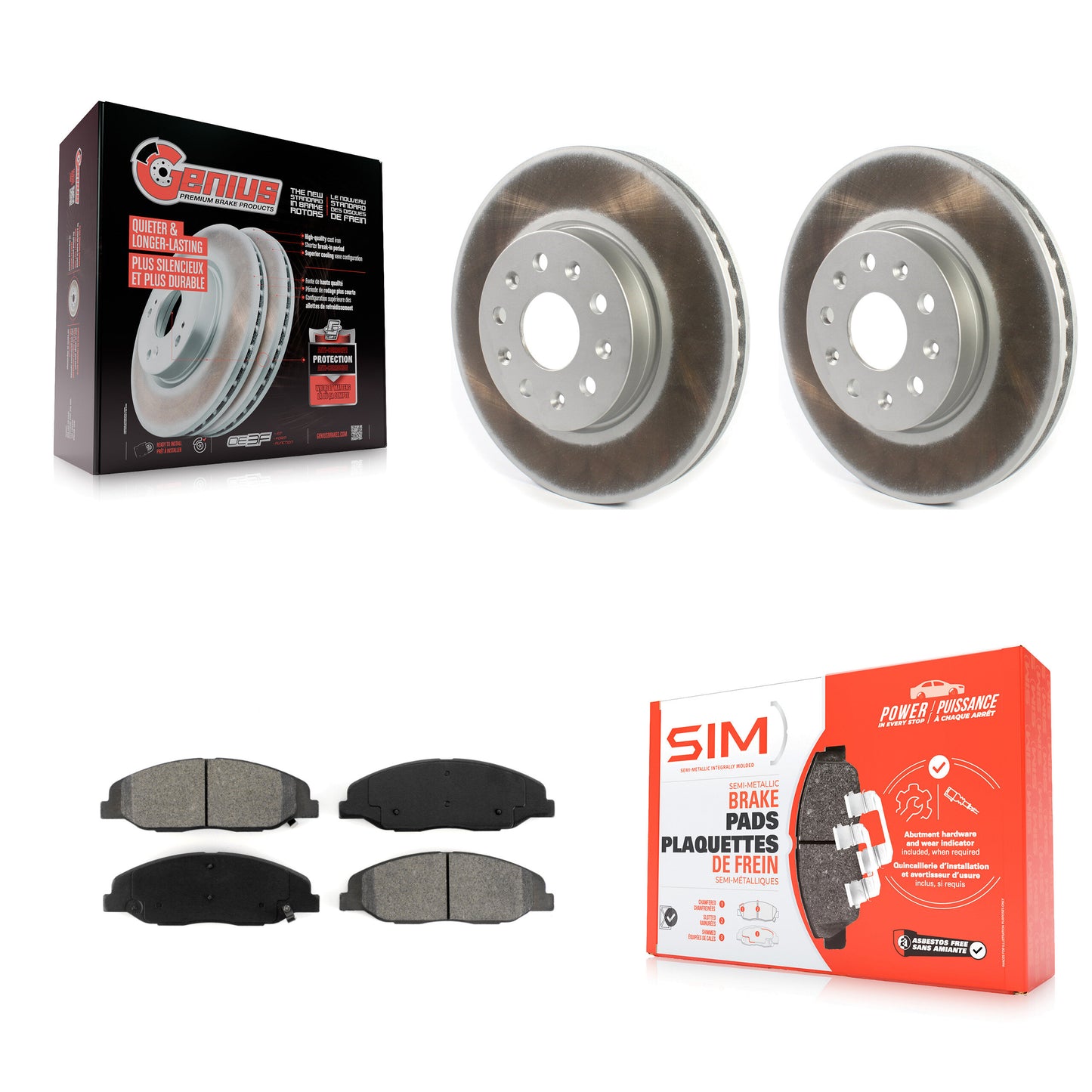 [Avant] Kit de disque (revêtu) et plaquette (semi-métallique) de frein pour Cadillac CTS sans Heavy Duty Brakes KGS-101785