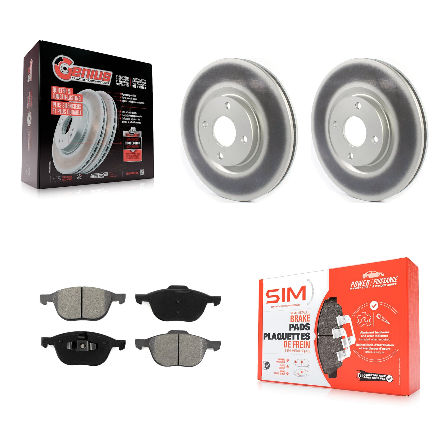 [Avant] Kit de disque (revêtu) et plaquette (semi-métallique) de frein pour 2018-2022 Ford EcoSport KGS-101787