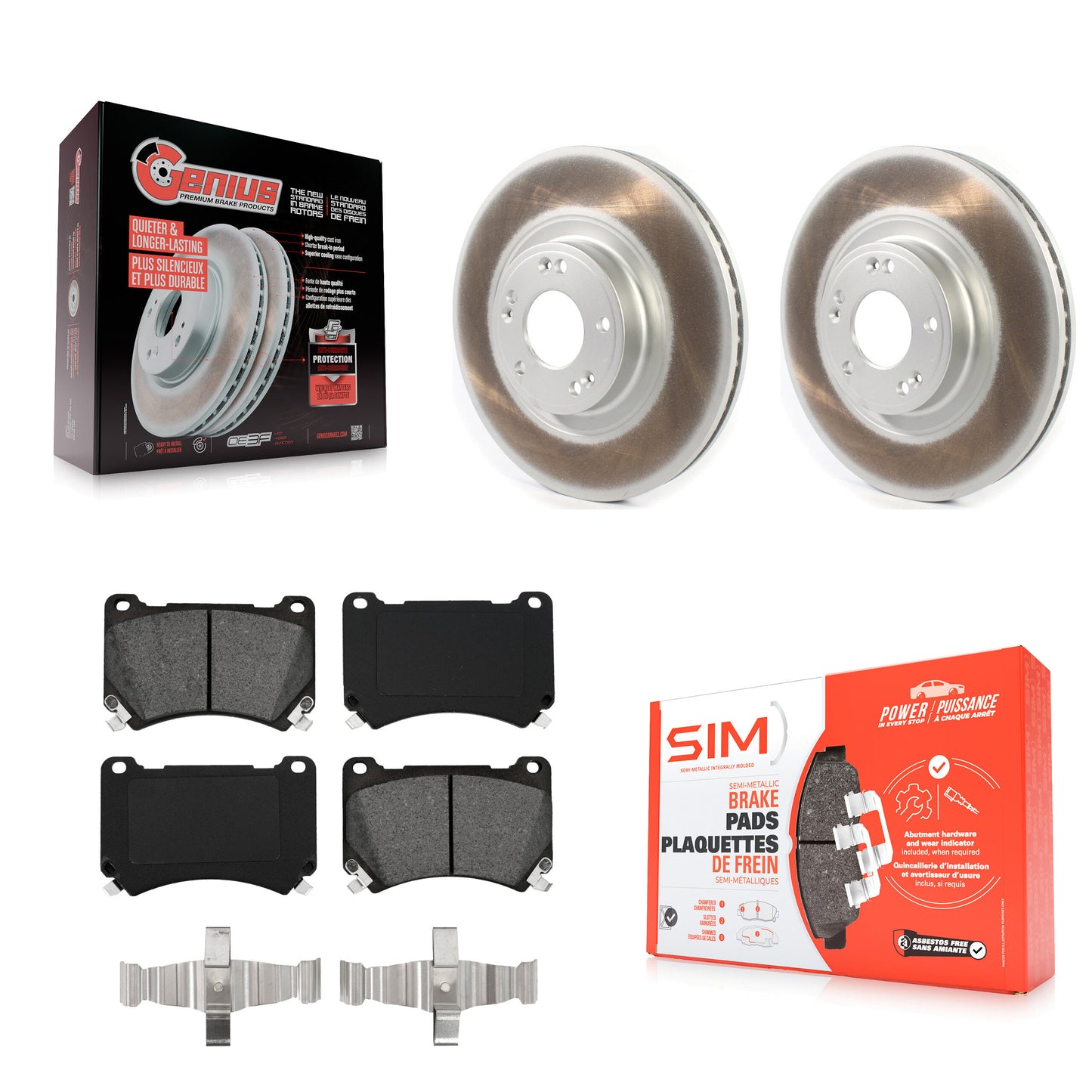 [Avant] Kit de disque (revêtu) et plaquette (semi-métallique) de frein pour Hyundai Genesis KGS-101795
