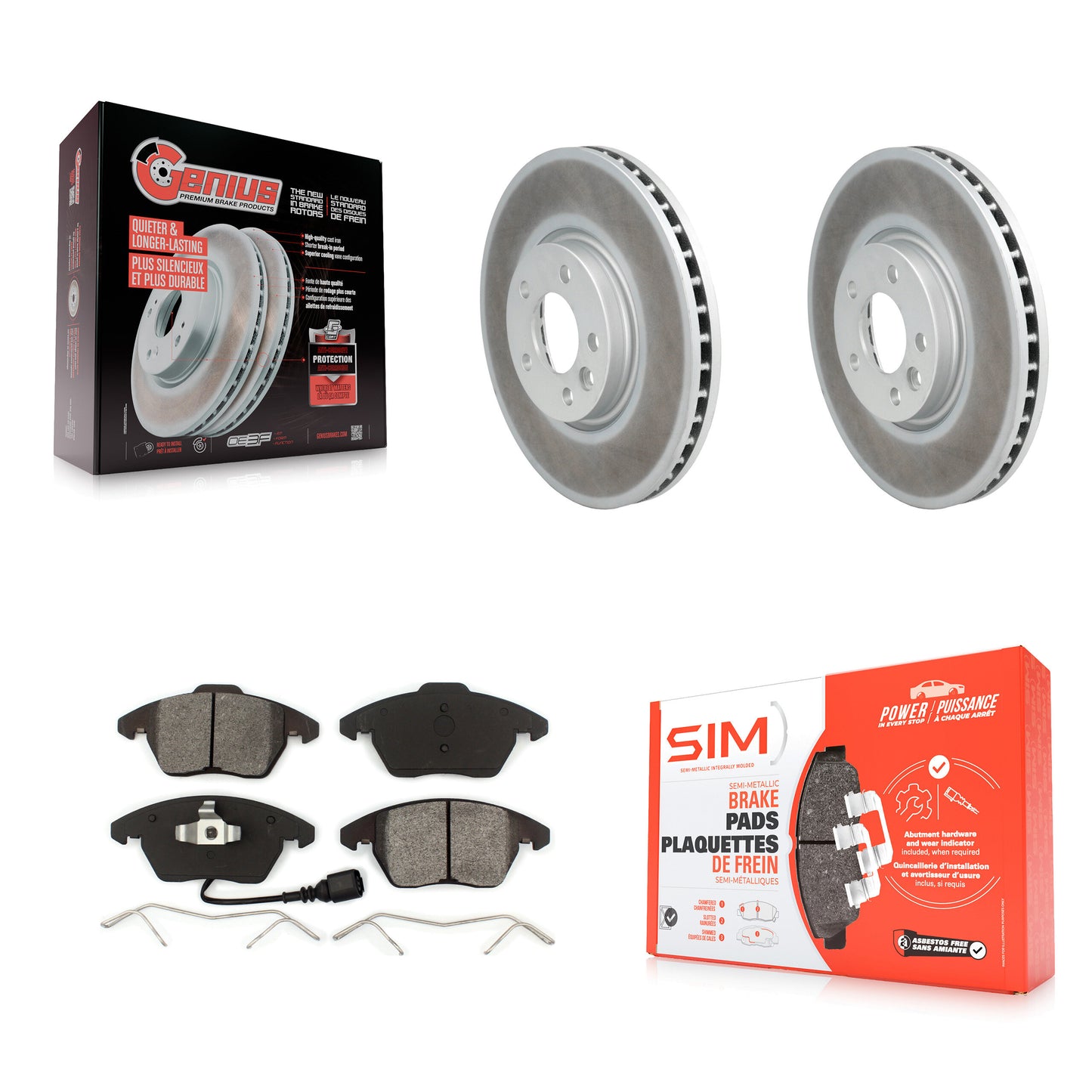 [Avant] Kit de disque (revêtu) et plaquette (semi-métallique) de frein pour Volkswagen CC avec 340mm Diameter Rotor KGS-101796