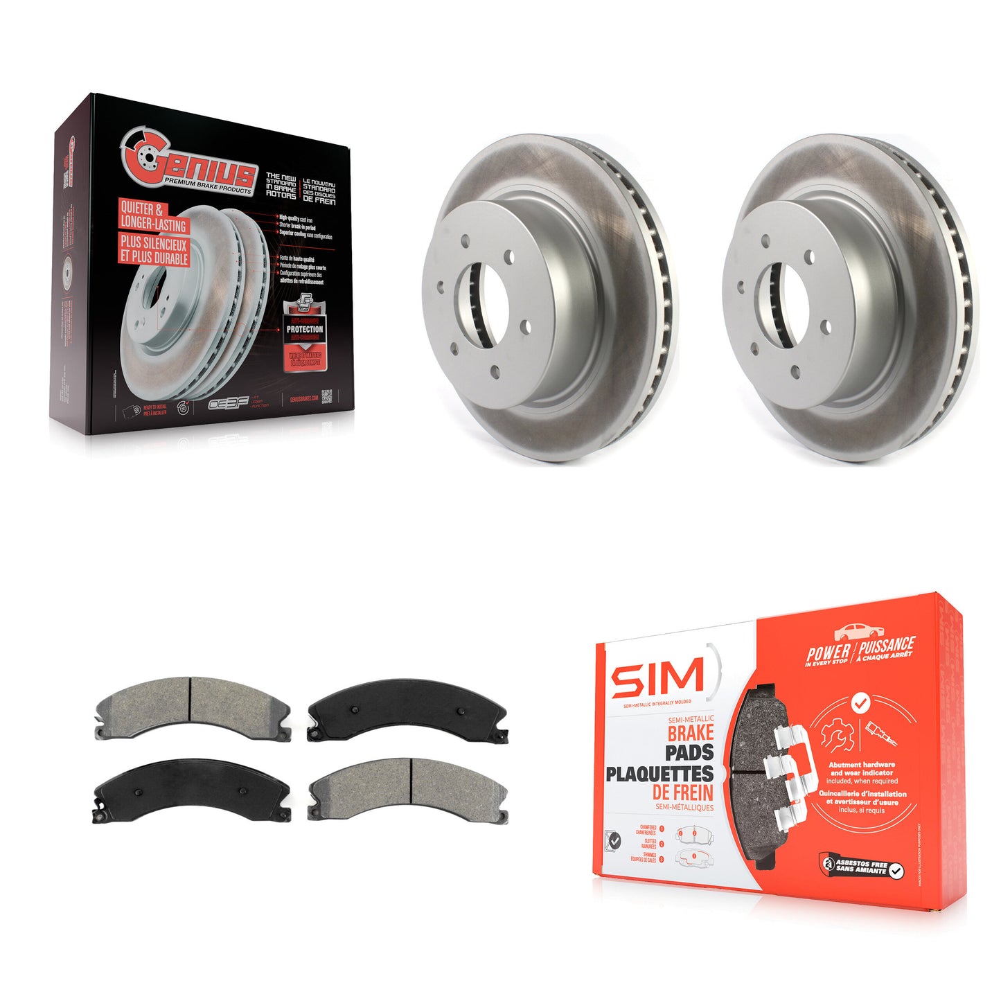 [Avant] Kit de disque (revêtu) et plaquette (semi-métallique) de frein pour 2016-2023 Nissan TITAN XD KGS-101801
