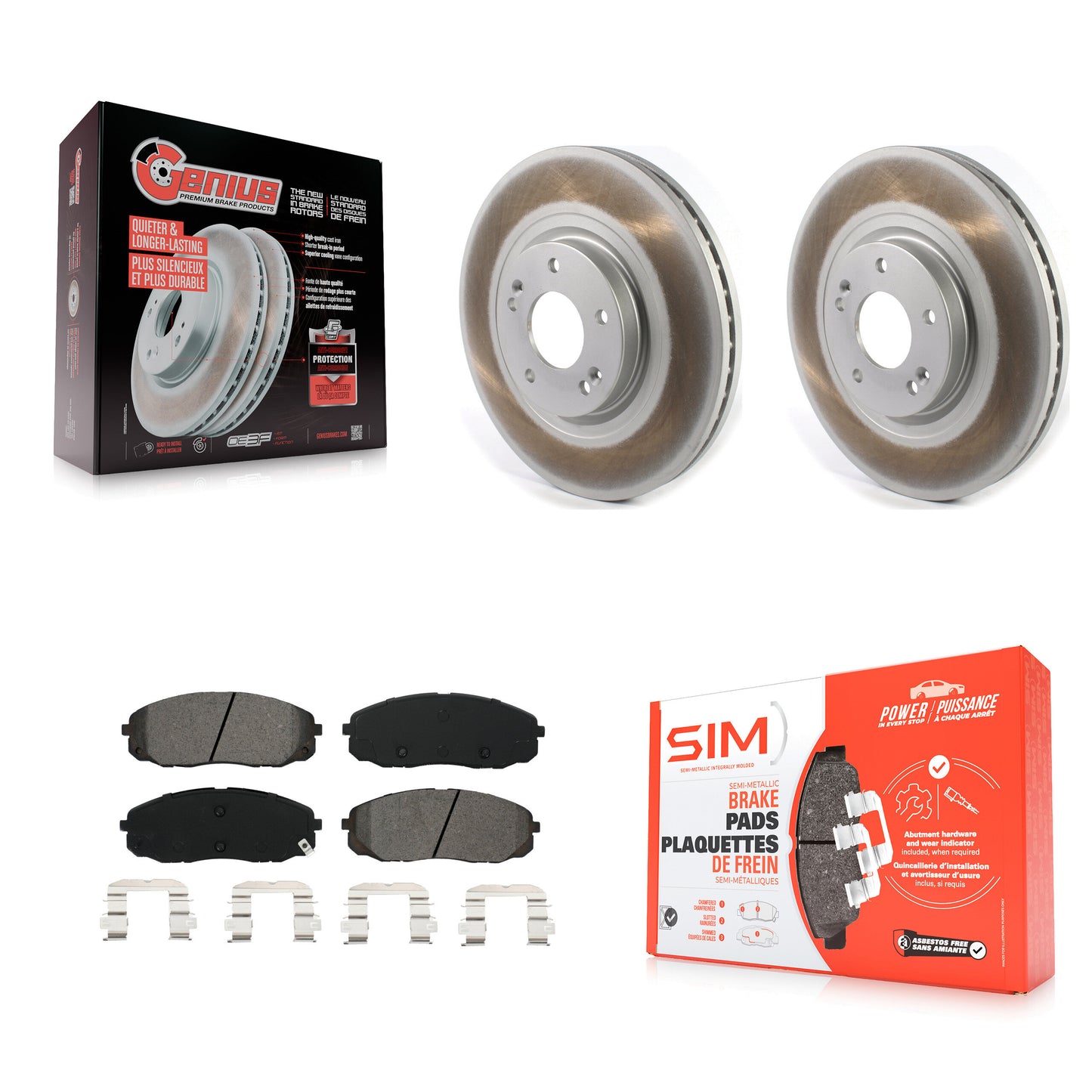 [Avant] Kit de disque (revêtu) et plaquette (semi-métallique) de frein pour 2015-2020 Kia Sedona KGS-101806