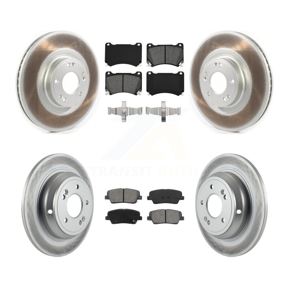 [Avant + Arrière] Kit de disque (revêtu) et plaquette (semi-métallique) de frein pour Hyundai Genesis 4.6L KGS-101838