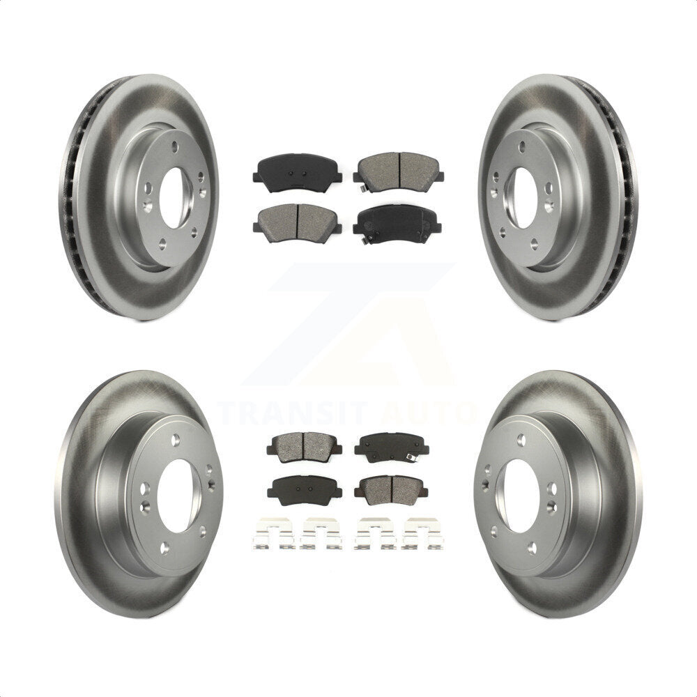 [Avant + Arrière] Kit de disque (revêtu) et plaquette (semi-métallique) de frein pour 2014 Kia Forte5 EX KGS-101840 par Transit Auto