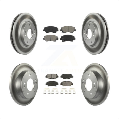 [Avant + Arrière] Kit de disque (revêtu) et plaquette (semi-métallique) de frein pour 2014 Kia Forte5 EX KGS-101840 par Transit Auto