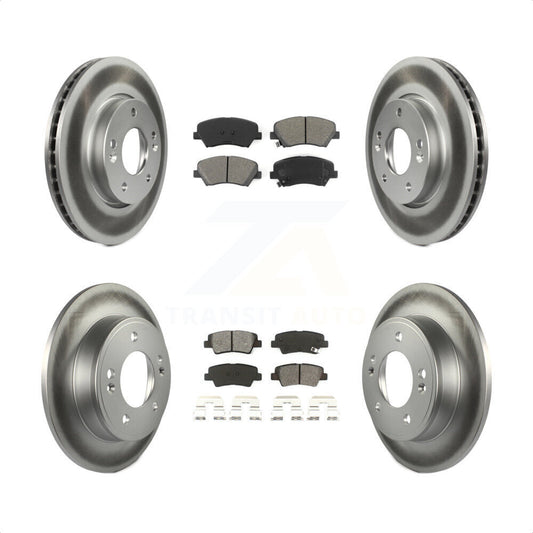 [Avant + Arrière] Kit de disque (revêtu) et plaquette (semi-métallique) de frein pour 2014 Kia Forte5 EX KGS-101840 par Transit Auto