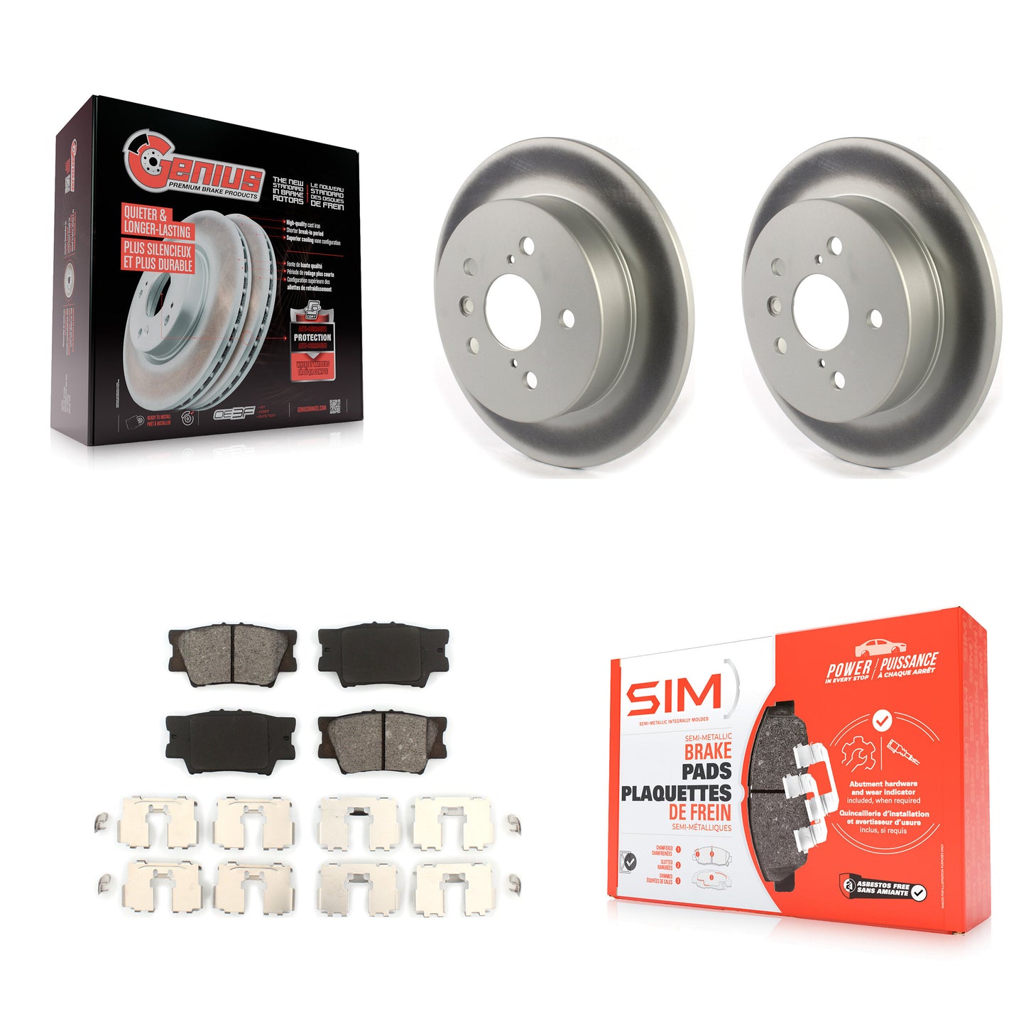 [Arrière] Kit de disque (revêtu) et plaquette (semi-métallique) de frein pour Toyota Camry KGS-101874