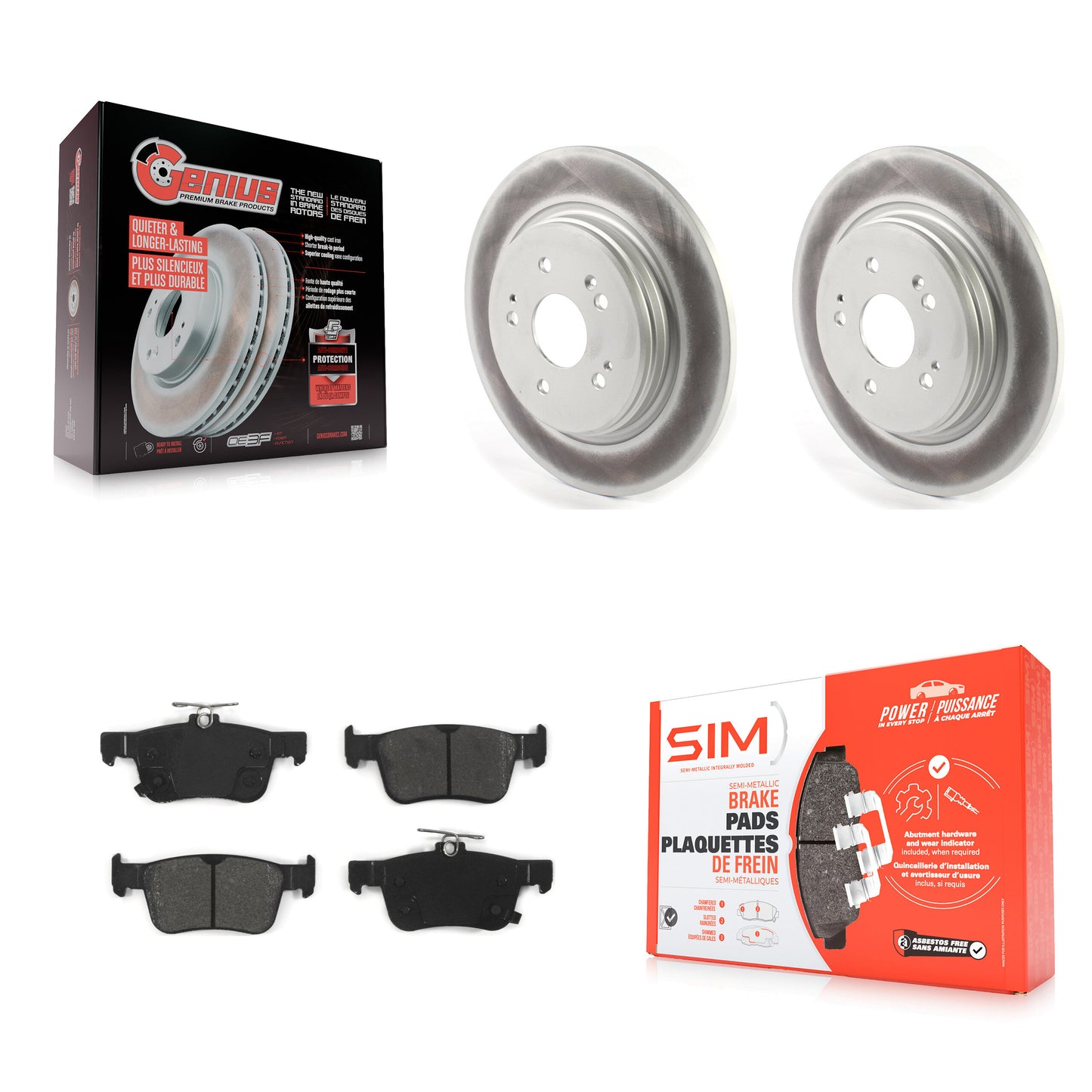 [Arrière] Kit de disque (revêtu) et plaquette (semi-métallique) de frein pour 2019-2022 Acura RDX KGS-101876