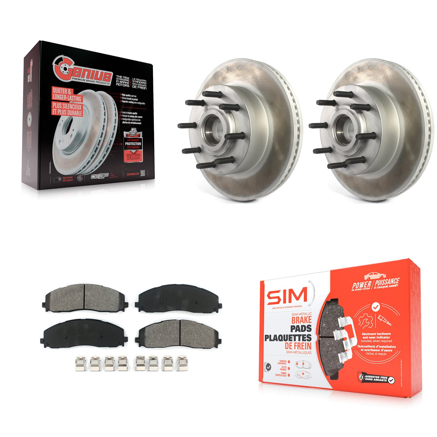 [Avant] Kit de disque (revêtu) et plaquette (semi-métallique) de frein pour Ford F-250 Super Duty F-350 KGS-101879