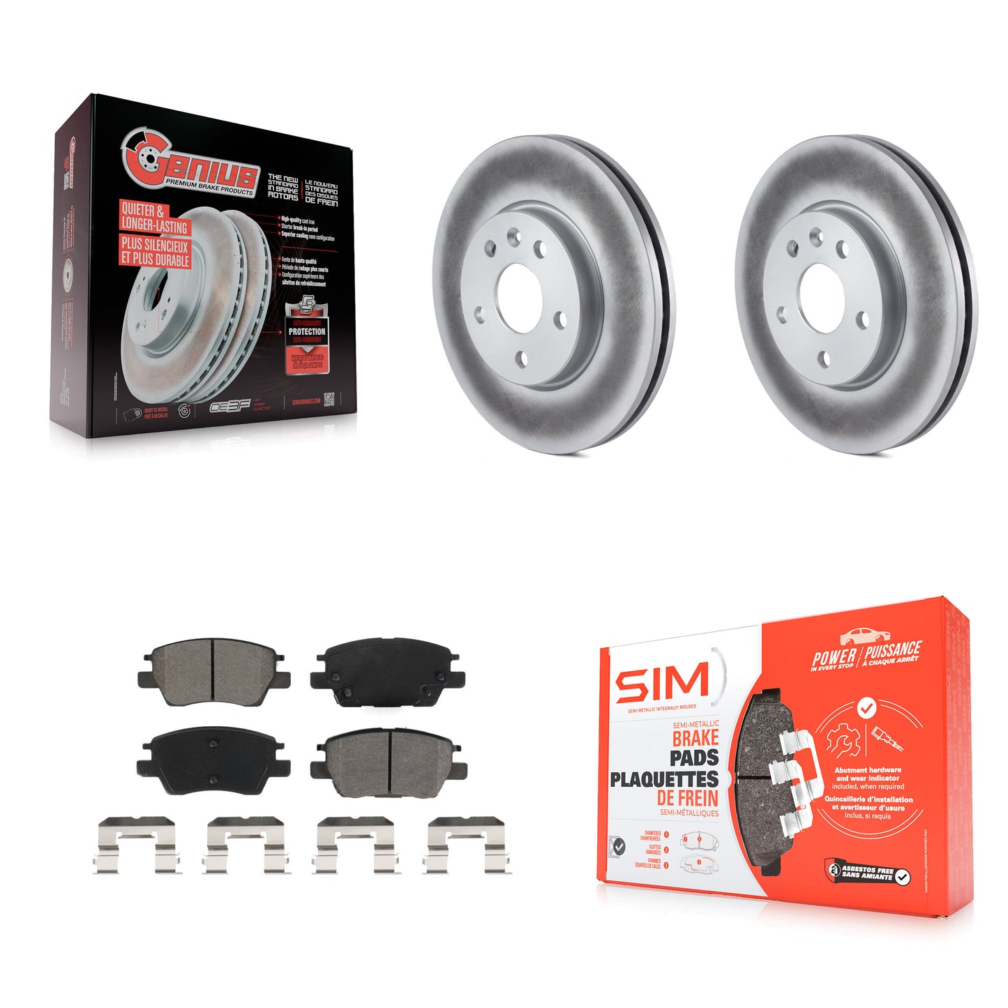 [Avant] Kit de disque (revêtu) et plaquette (semi-métallique) de frein pour Chevrolet Cruze Volt Bolt EV EUV KGS-101906