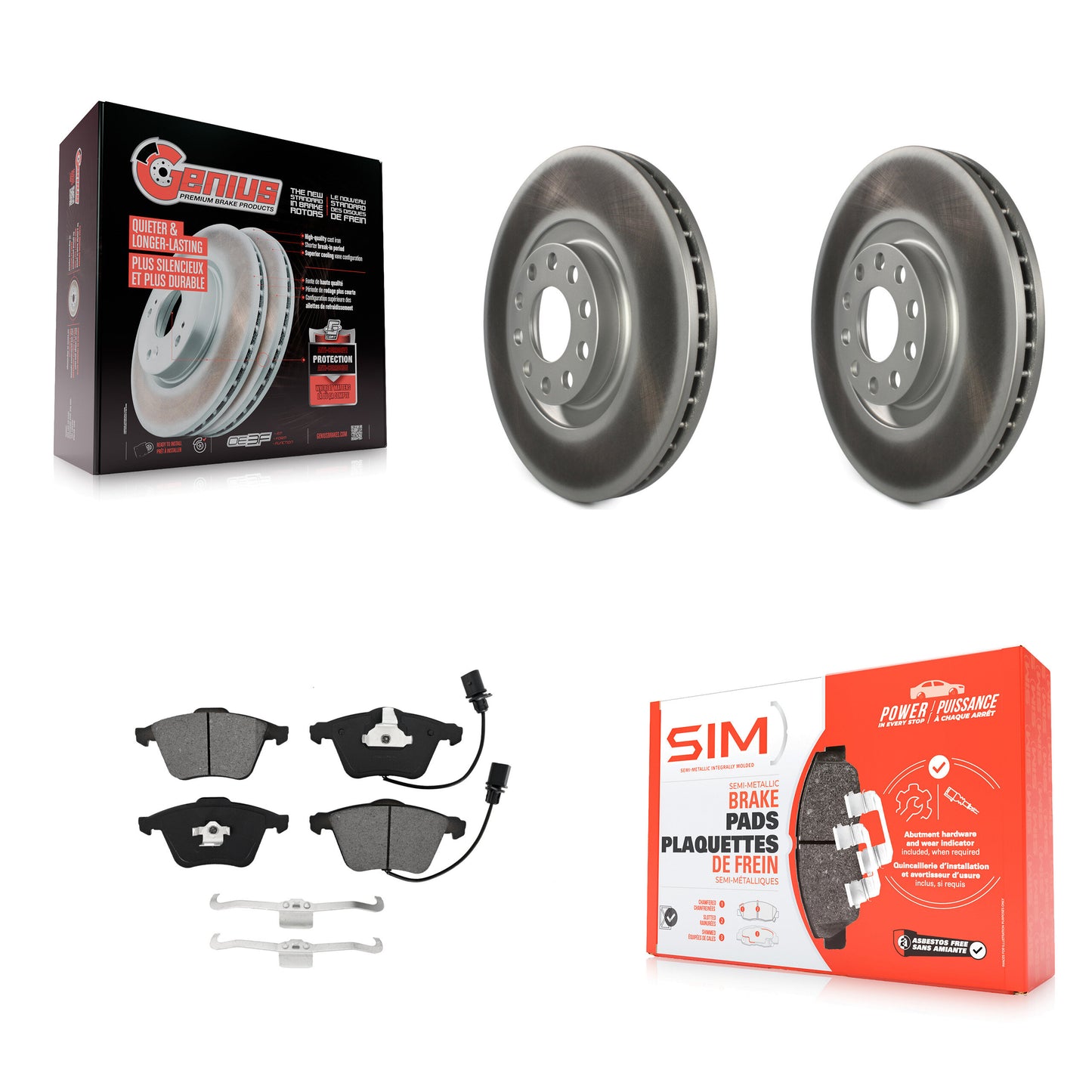 [Avant] Kit de disque (revêtu) et plaquette (semi-métallique) de frein pour Audi A4 Quattro KGS-101913