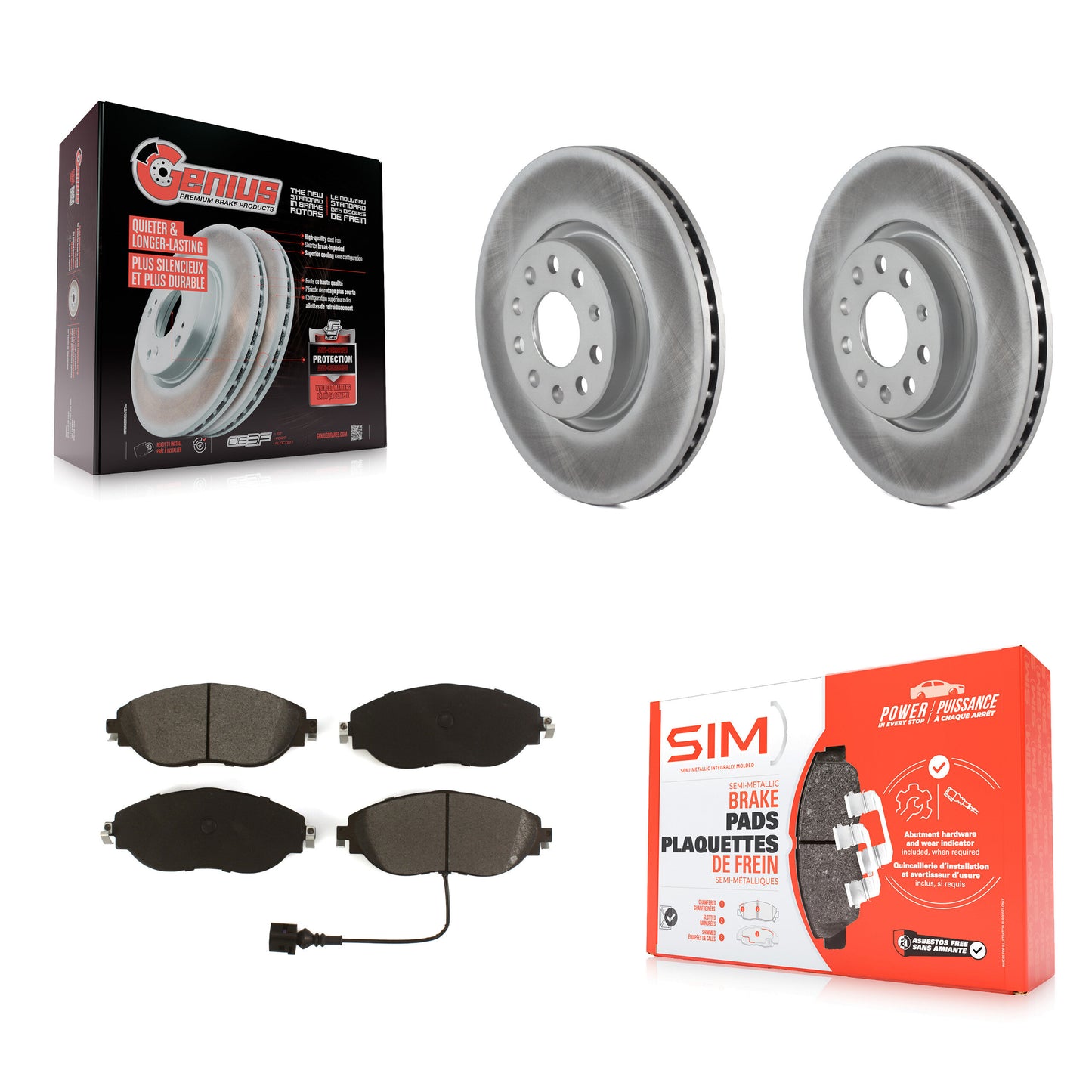 [Avant] Kit de disque (revêtu) et plaquette (semi-métallique) de frein pour Volkswagen GTI Jetta KGS-101916