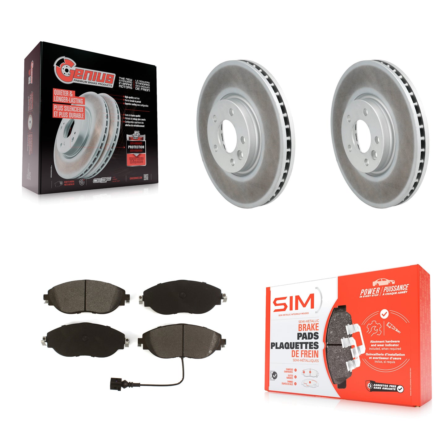[Avant] Kit de disque (revêtu) et plaquette (semi-métallique) de frein pour Volkswagen CC AWD KGS-101927