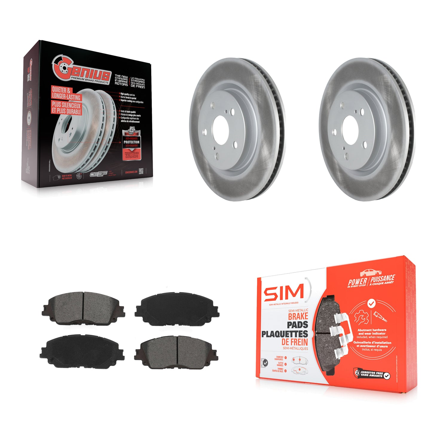 [Avant] Kit de disque (revêtu) et plaquette (semi-métallique) de frein pour Toyota Camry RAV4 Lexus ES350 Avalon ES300h UX250h UX200 C-HR Venza ES250 Corolla Cross KGS-101936