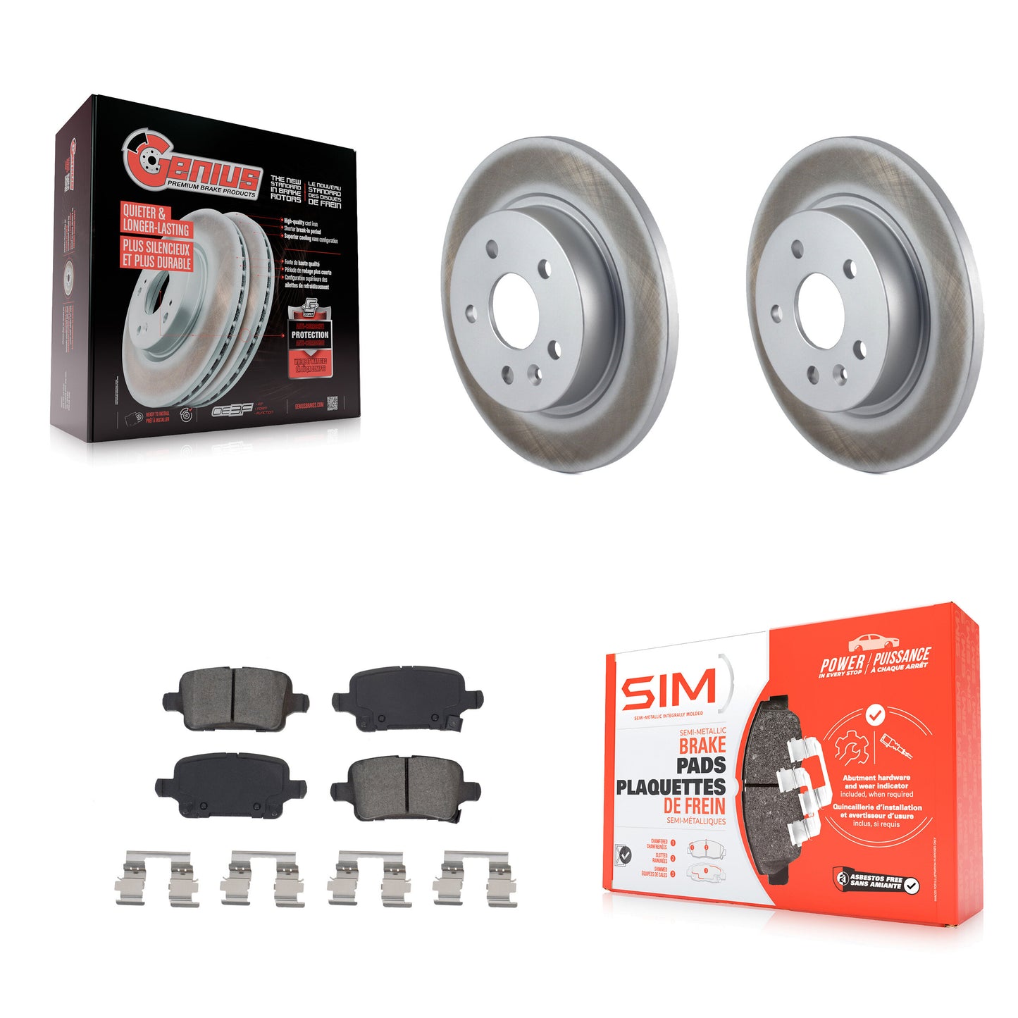 [Arrière] Kit de disque (revêtu) et plaquette (semi-métallique) de frein pour 2016 Chevrolet Cruze avec 268mm Diameter Rotor KGS-102004