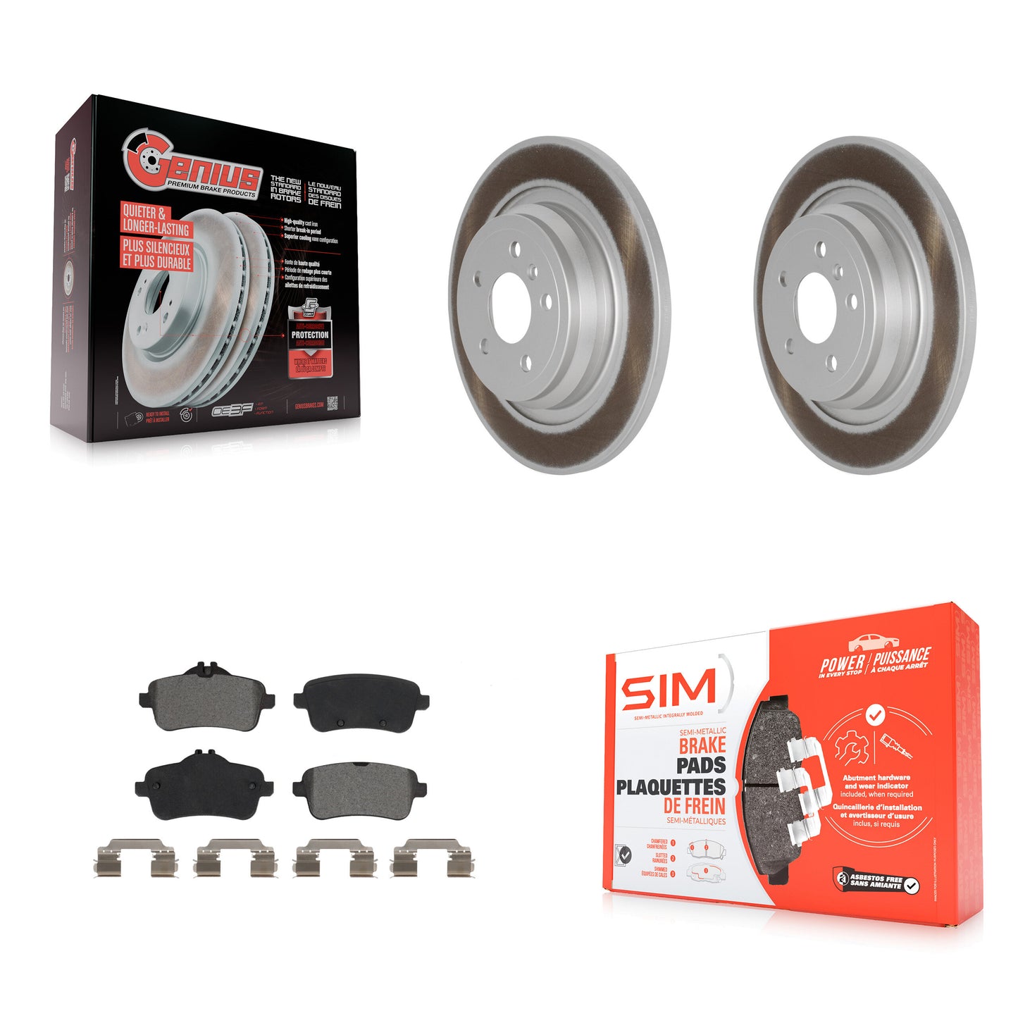 [Arrière] Kit de disque (revêtu) et plaquette (semi-métallique) de frein pour Mercedes-Benz ML350 GLE350 ML250 GLE300d KGS-102018