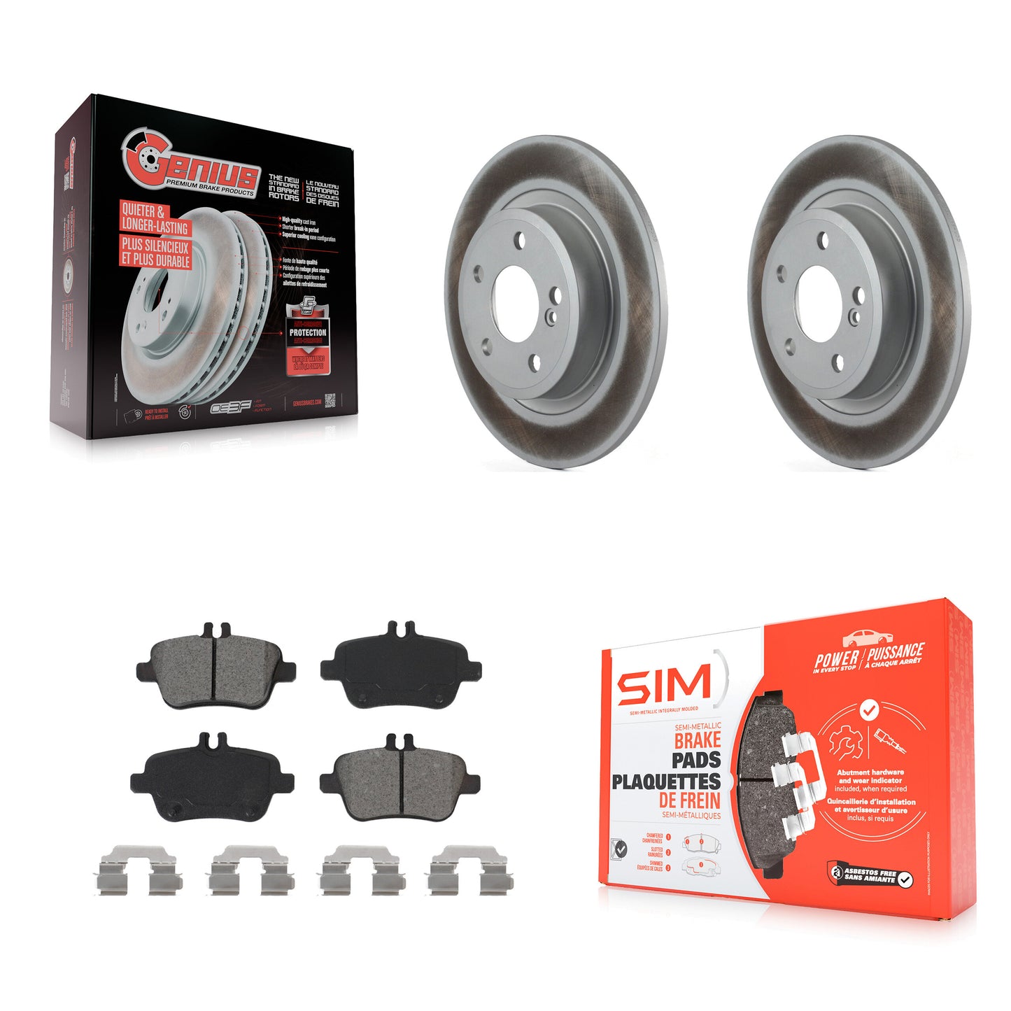 [Arrière] Kit de disque (revêtu) et plaquette (semi-métallique) de frein pour Mercedes-Benz GLA250 CLA250 INFINITI QX30 B Electric Drive B250e B250 KGS-102021