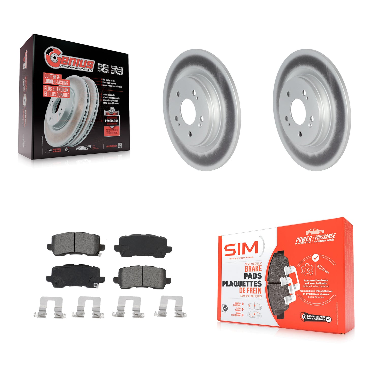 [Arrière] Kit de disque (revêtu) et plaquette (semi-métallique) de frein pour 2018-2023 Honda Odyssey KGS-102030