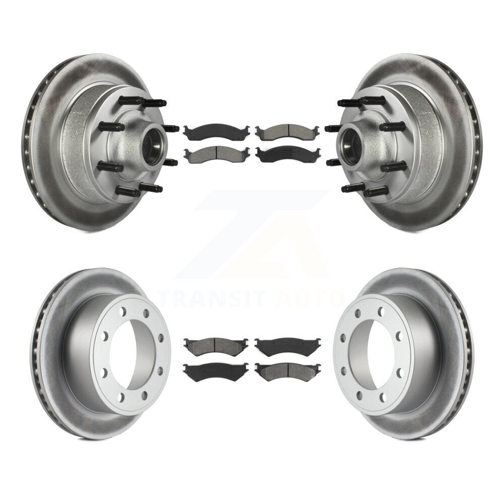 [Avant + Arrière] Kit de disque (revêtu) et plaquette (semi-métallique) de frein pour Ford E-350 Super Duty E-250 Econoline Club Wagon KGS-102065